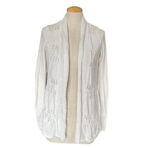 🌸 Belldini White Open Front Crocheted Cardigan